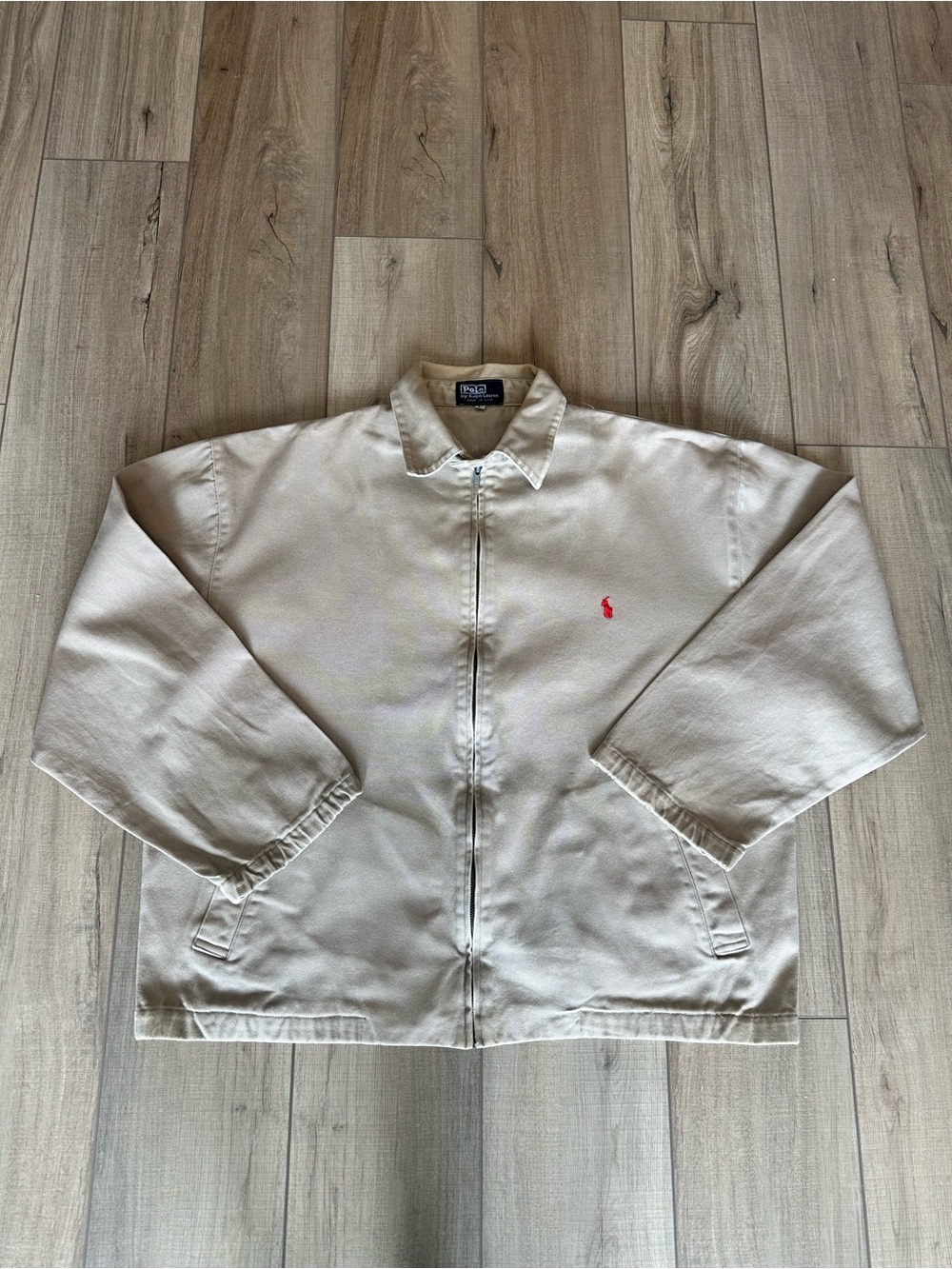Polo by Ralph Lauren Beige Lightweight Zip Jacket with Red Pony